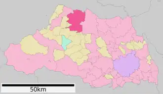 Lage Fukayas in der Präfektur