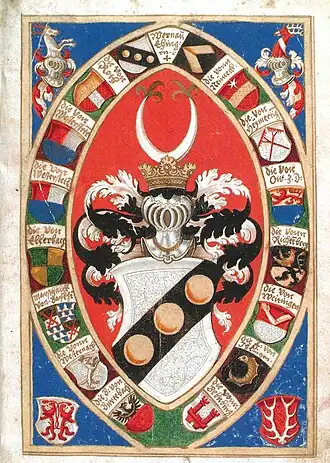 Titelblatt der Chronik der Herren von Wernau, Handschrift des Valentin Salomon von Fulda (um 1592)