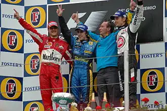 2005: Fernando Alonso (Mitte) steht auch am Saisonende Ganz oben