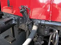 Geöffnete teleskopierbare Kupplung am Wagenende