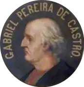 Gabriel Pereira de Castro (1571–1632), portugiesischer Richter und Dichter. Porträt an der Decke des Großen Saals des Rathauses in Lissabon.