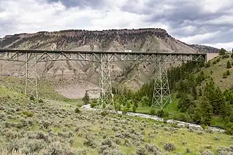 Mount Everts mit der Gardner River Bridge im Vordergrund