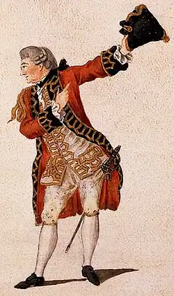 David Garrick als Benedick in Shakespeares Much Ado About Nothing