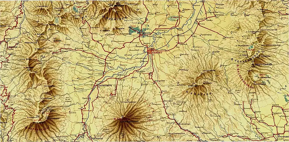 Zum Vergleich: Ausschnitt aus einer exakten Karte des Topographischen Dienstes im Maßstab 1:100.000.
