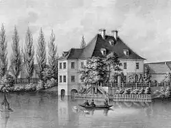Das neue Herrenhaus um 1850 an einem der früheren Teiche