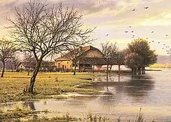 Gasthaus „Zur Saar“ in Hilbringen (o.&nbsp;J., Öl auf Leinwand)