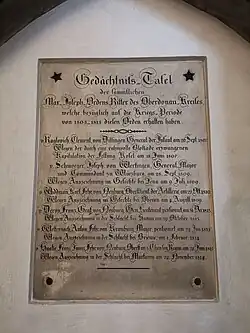 Gedächtnistafel für Empfänger des Max-Joseph-Orden-Ritter des Oberdonau Kreises 1805–1815