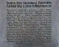 Gedenktafel für die zerstörten Gräber