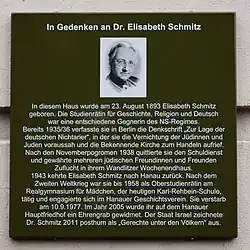 Gedenktafel am Geburtshaus in Hanau, Corniceliusstraße 16