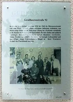 Großbeeren­straße&nbsp;92, Gedenktafel