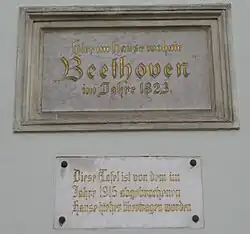 Gedenktafel für Ludwig van Beethoven