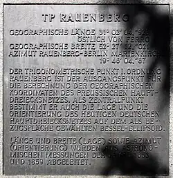Gedenktafel, Trigonometrischer Punkt Rauenberg
