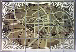 Netzplan der U-Bahn Berlin als dekoratives Fliesenbild im Bahnhof Wittenbergplatz; Teil des Originalentwurfs des Bahnhofs von 1912