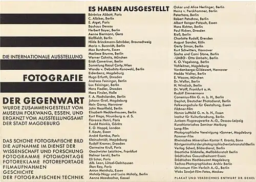 Flyer zur Ausstellung „Fotografie der Gegenwart“ 1929