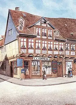 Geschäftshaus Wendenstraße 12, 1894 gemalt von Eduard Gelpke.