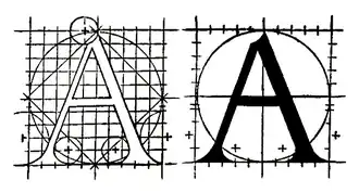 Der Buchstabe A aus Geoffroy Torys Werk Champ Fleury, 1529