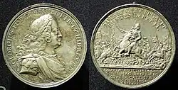 Medaille von Georg II, anlässlich der Schlacht bei Dettingen geprägt.