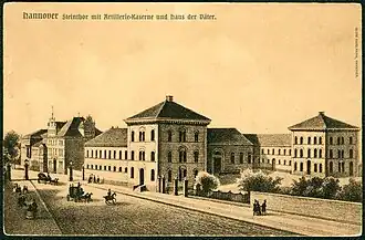 Blick von der Georgstraße zur Artilleriekaserne am Steintor um 1850