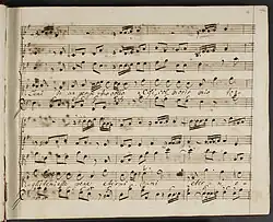 Auszug aus der Partitur von Händels Oper Admeto, re di Tessaglia (BL Add MS 38002 f. 4r)