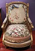 Bergère mit Tapisserie aus Beauvais, Georges Jacob, ca. 1780–89 (Stil Louis-seize), Museu Calouste Gulbenkian, Lissabon
