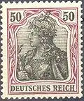Deutsches Reich: Germania zu 50 Pfennig (zweifarbig)