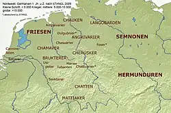 Karte nördliches Germanien mit Stämmen