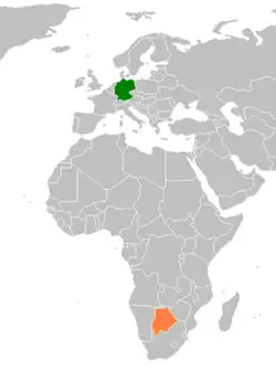 Lage von Deutschland und Botswana
