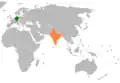 Lage von Deutschland und Indien