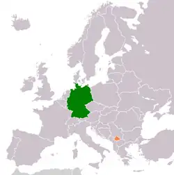 Lage von Deutschland und dem Kosovo