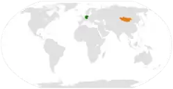 Lage von Deutschland und der Mongolei