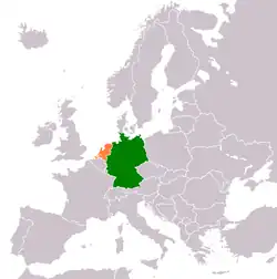 Lage von Deutschland und den Niederlanden