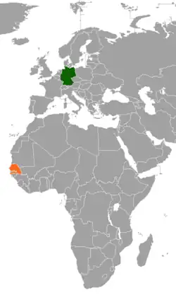 Lage von Deutschland und Senegal