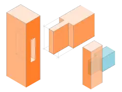Loch und Zapfen T-Verbindung