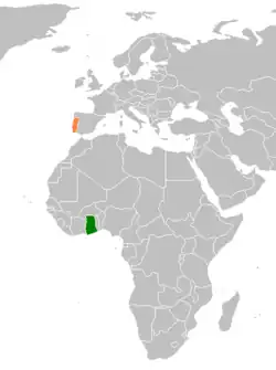 Lage von Ghana und Portugal