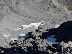 Reste des Ghiacciaio del Saliente, gesehen vom Gipfel.