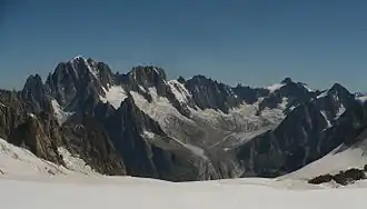 Der Kamm von der Aiguille Verte über Droites und Courtes zur Aiguille de Triolet von Südwesten