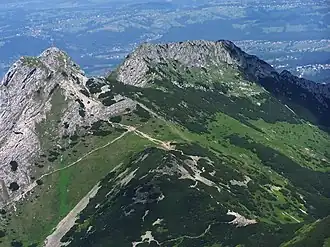 Blick vom Małołączniak. mit Giewont im Hintergrund