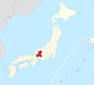 Lage der Präfektur Gifu in Japan