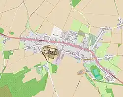 Übersichtskarte von Gillrath mit eingebetteter Lage der Burg Gillrath (um 1800)