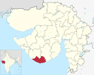 Positionskarte des Distrikts Gir Somnath