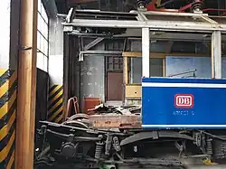 Wrack des gläsernen Zuges im Bahnpark Augsburg