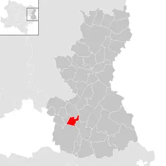 Lage der Gemeinde Glinzendorf im Bezirk Gänserndorf (anklickbare Karte)