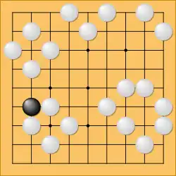 Die Stellung nach Ausführung aller möglichen Schlagzüge (ohne schwarze Gegenzüge)