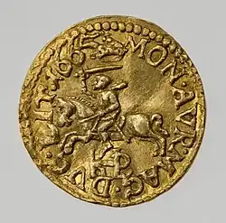 Goldener litauischer Dukat von Großherzog Johann II. Kasimir mit Vytis (Waykimas), 1665