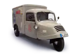 Goliath-Dreirad mit Kofferaufbau