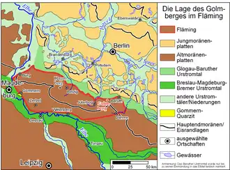 Die Lage des Golmbergs im Fläming.