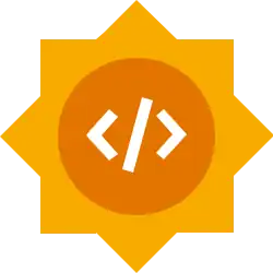 Das Zeichen „</>“ in einer gelben Sonne