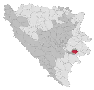 Lage der Gemeinde Goražde in Bosnien und Herzegowina (anklickbare Karte)