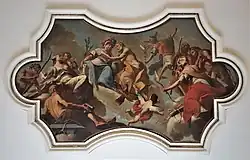 Palazzo Attems Petzenstein, das Deckengemälde im Empfangssaal zeigt griechische Götter