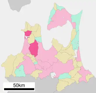 Lage Goshogawaras in der Präfektur